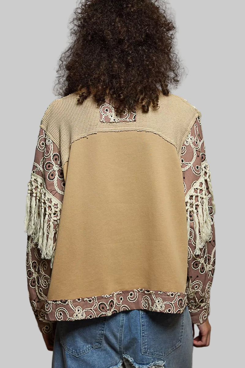 Parker Boho Floral Embroidered Tassel Top