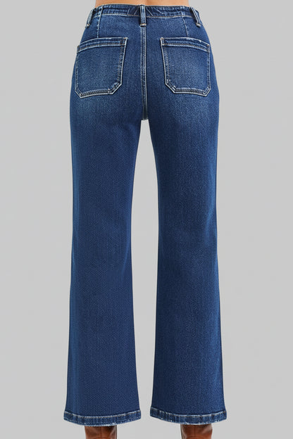 Penelope Boho Western High Rise Front Tie Wide Leg Jeans