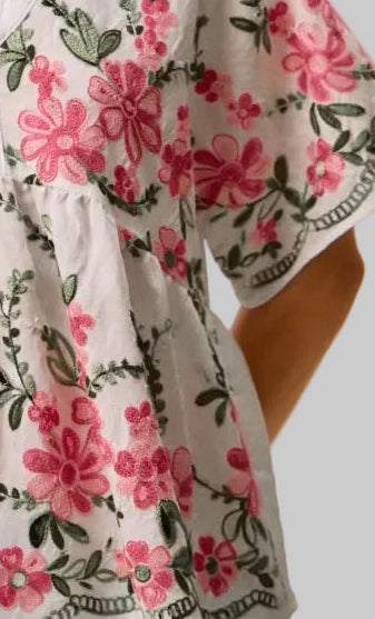 Reagan Embroidered Floral Boho Top