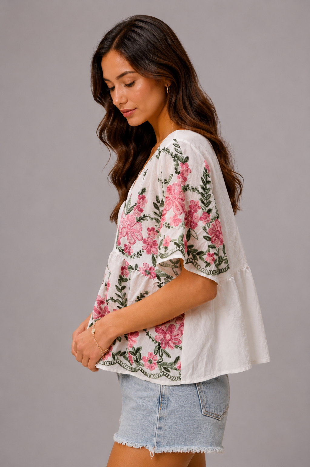 Reagan Embroidered Floral Boho Top