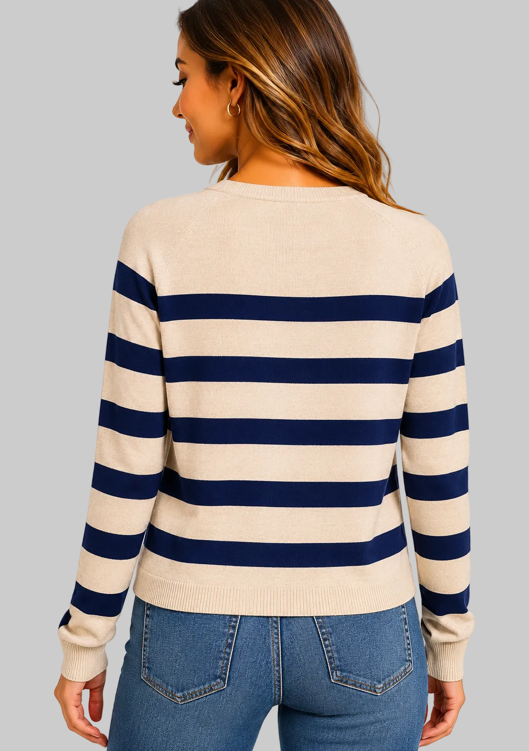 Reese Coastal Lightweight Striped Ribbed Sweater