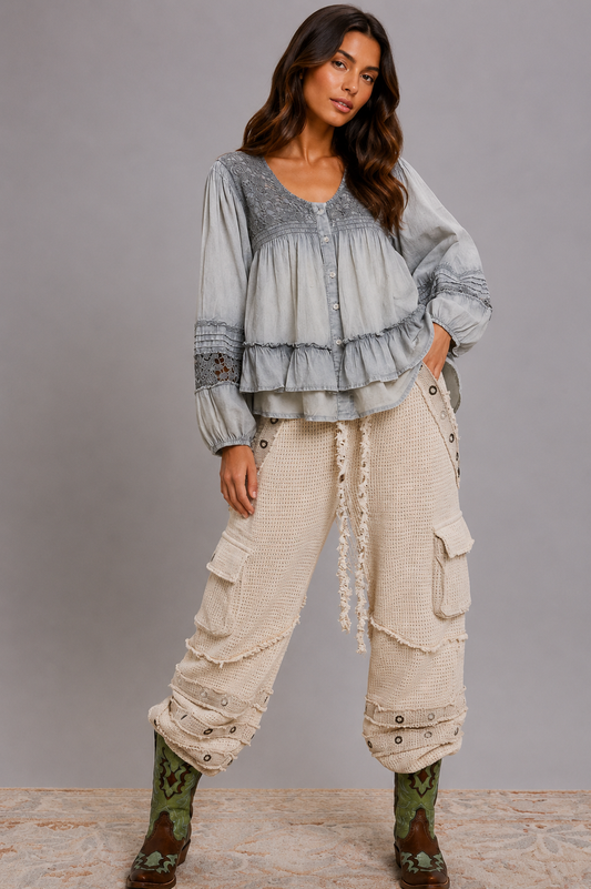 Reese Layered Lace Flared Blouse