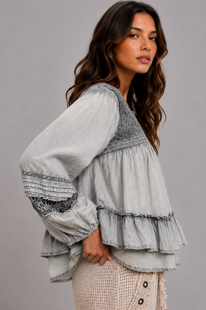 Reese Layered Lace Flared Blouse