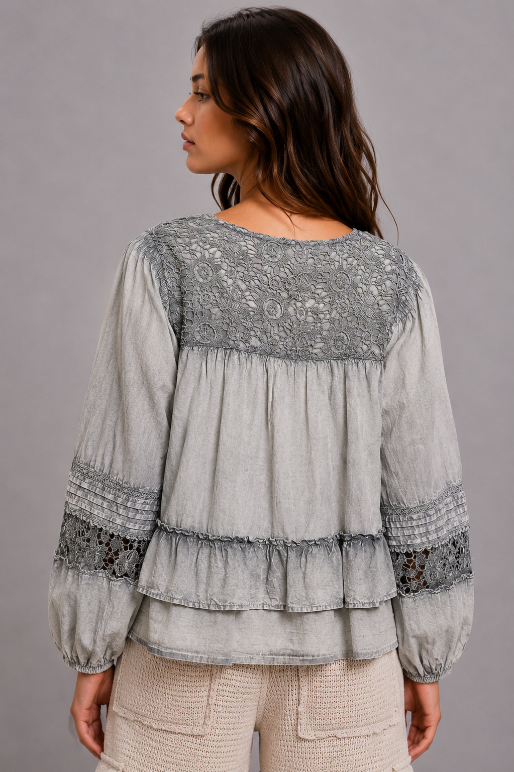 Reese Layered Lace Flared Blouse