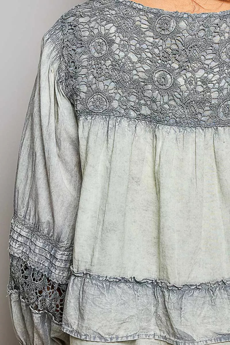 Reese Layered Lace Flared Blouse