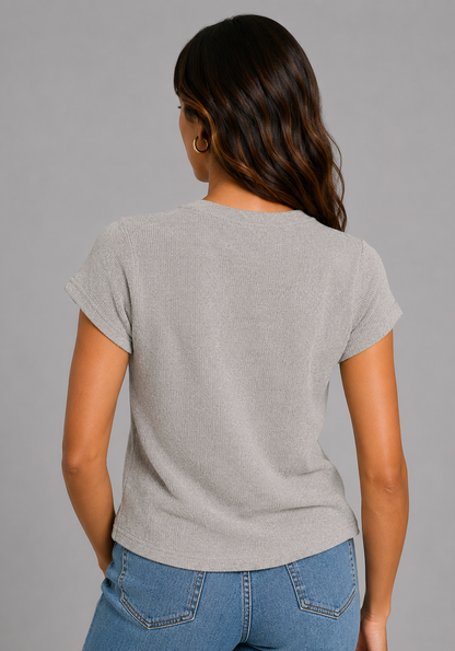 Rory Snap Button Ribbed Knit Top