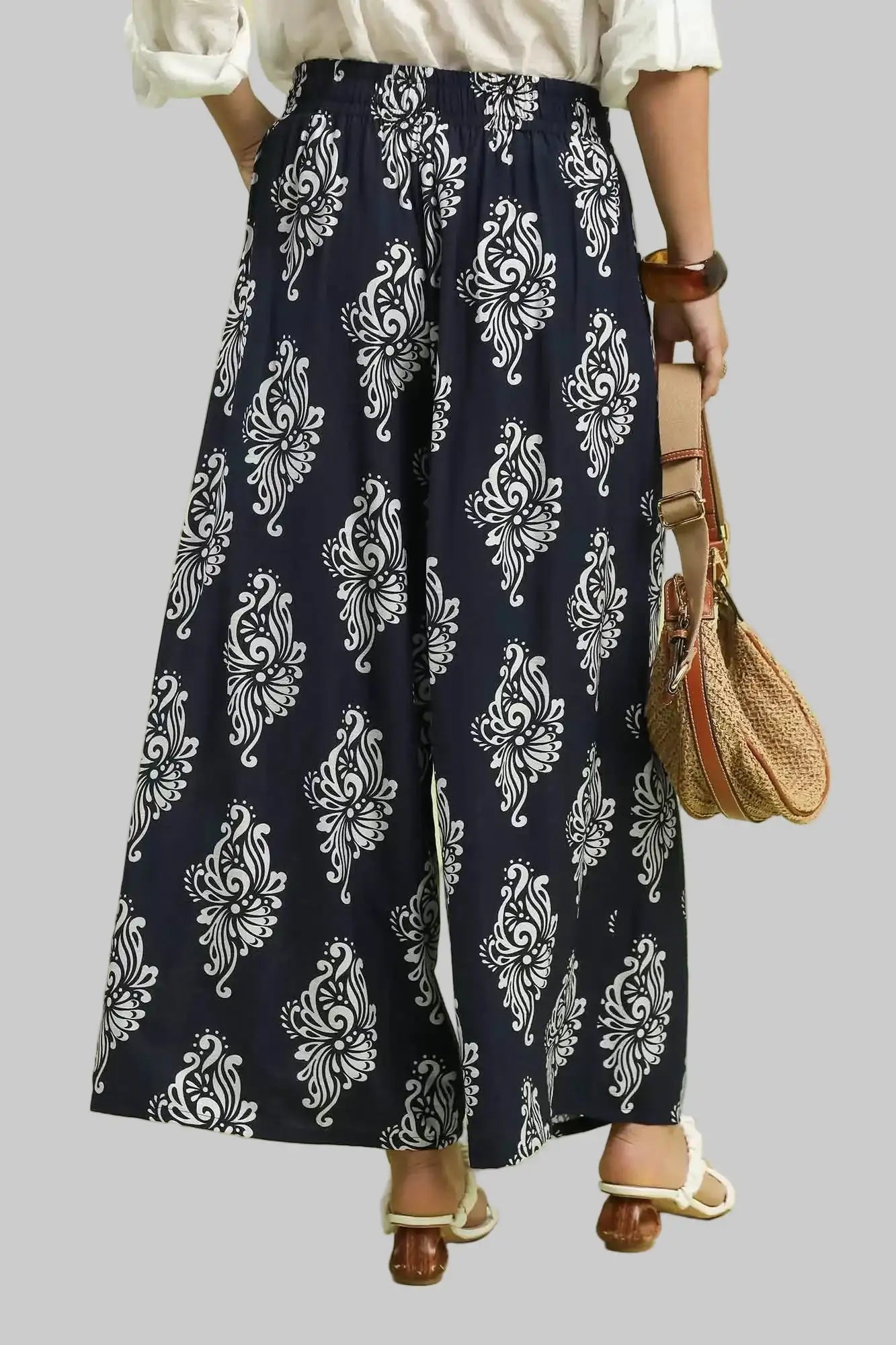 Rylee Boho Damask Wide Leg Pants