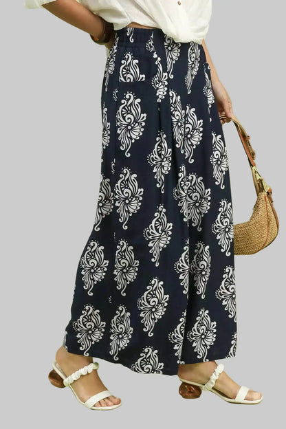 Rylee Boho Damask Wide Leg Pants