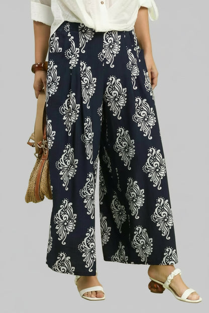 Rylee Boho Damask Wide Leg Pants