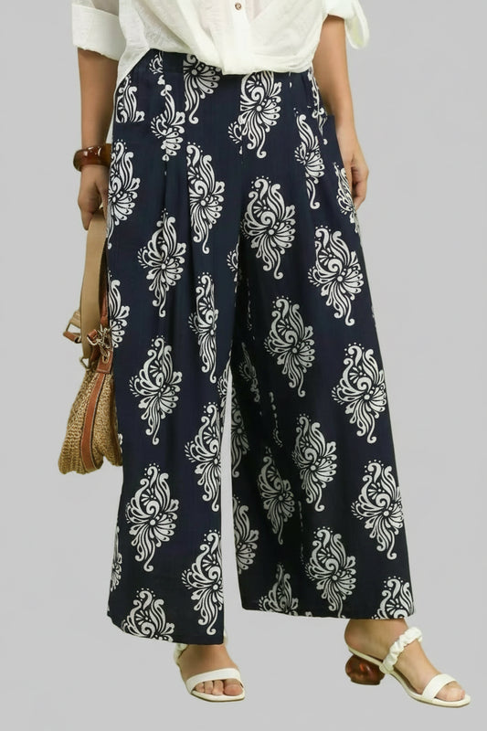 Rylee Boho Damask Wide Leg Pants