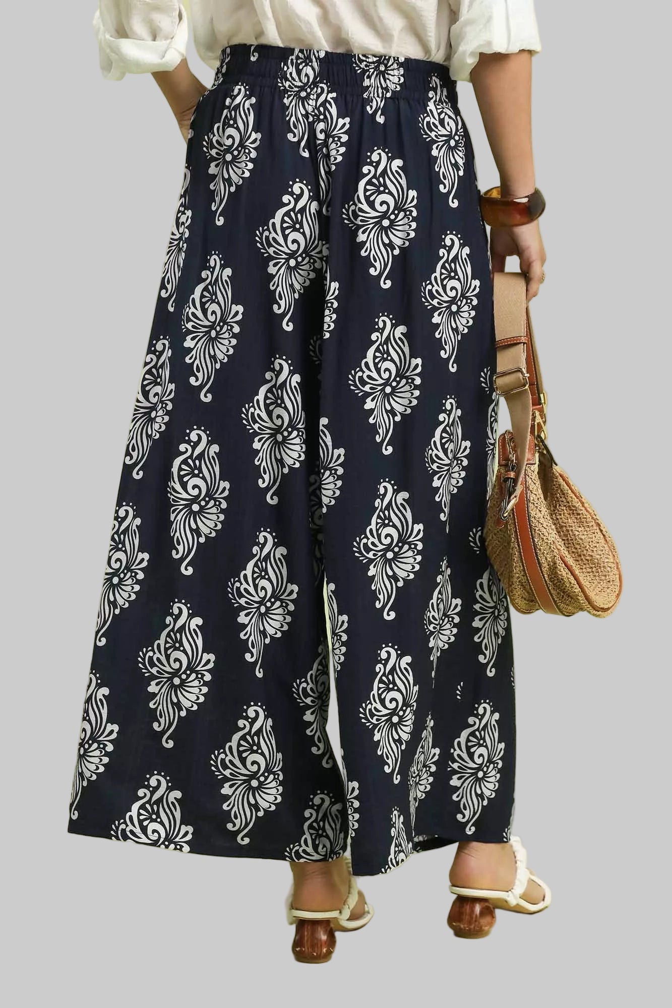 Rylee Boho Damask Wide Leg Pants