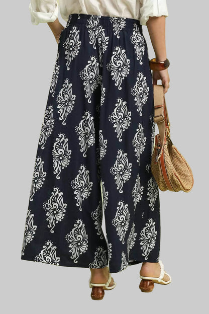 Rylee Boho Damask Wide Leg Pants