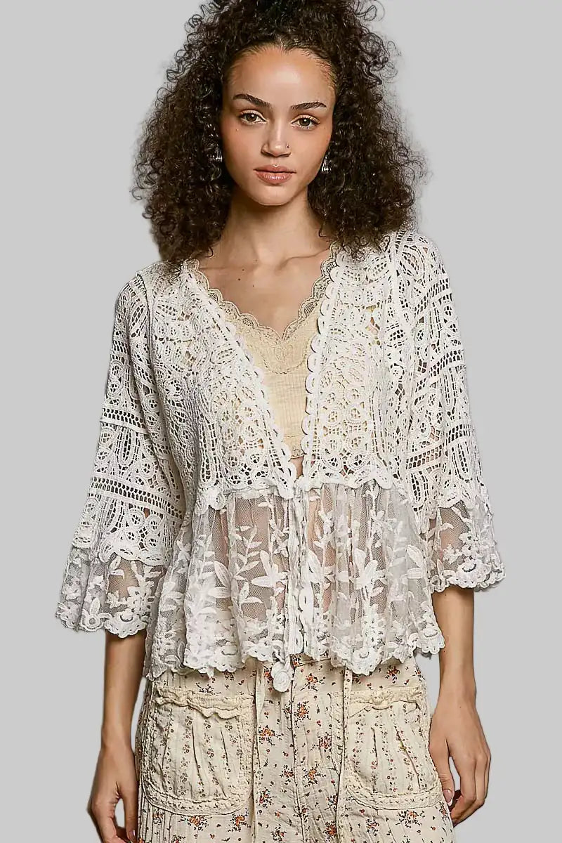Sadie Boho Floral Lace Crochet Cardigan