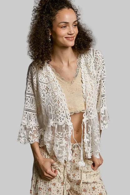 Sadie Boho Floral Lace Crochet Cardigan