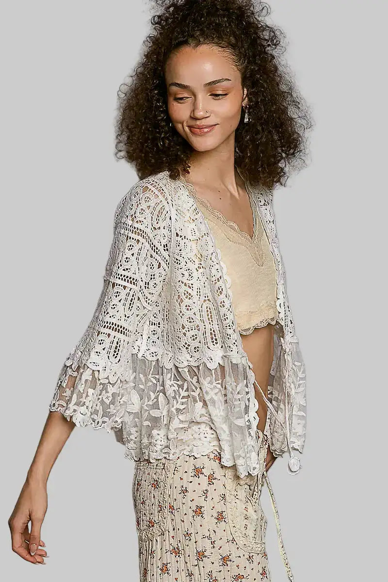 Sadie Boho Floral Lace Crochet Cardigan