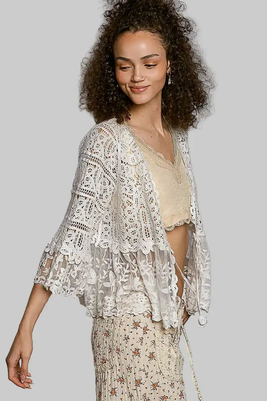 Sadie Boho Floral Lace Crochet Cardigan