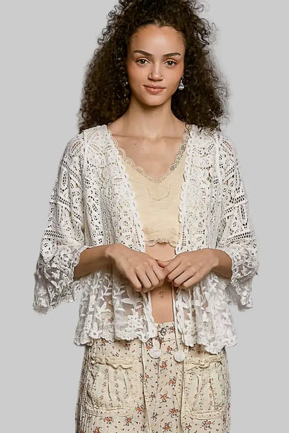 Sadie Boho Floral Lace Crochet Cardigan