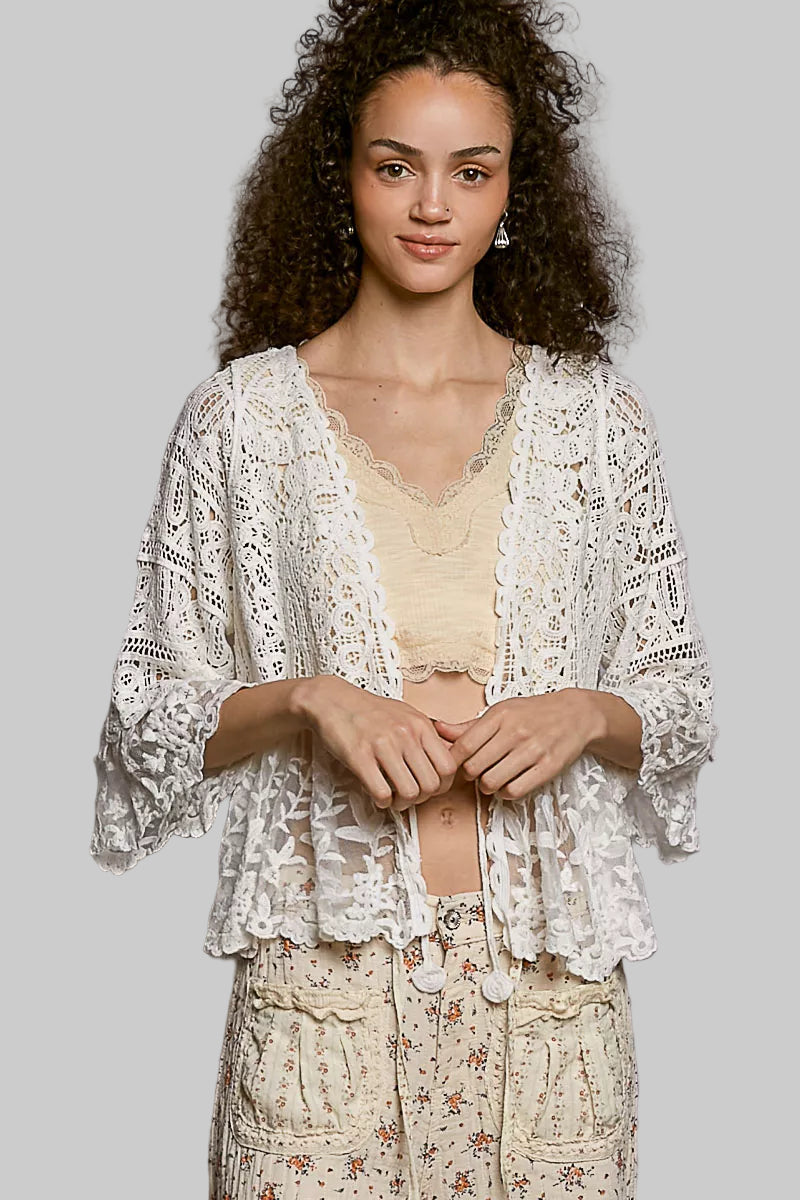 Sadie Boho Floral Lace Crochet Cardigan