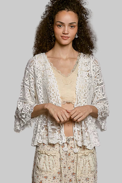Sadie Boho Floral Lace Crochet Cardigan