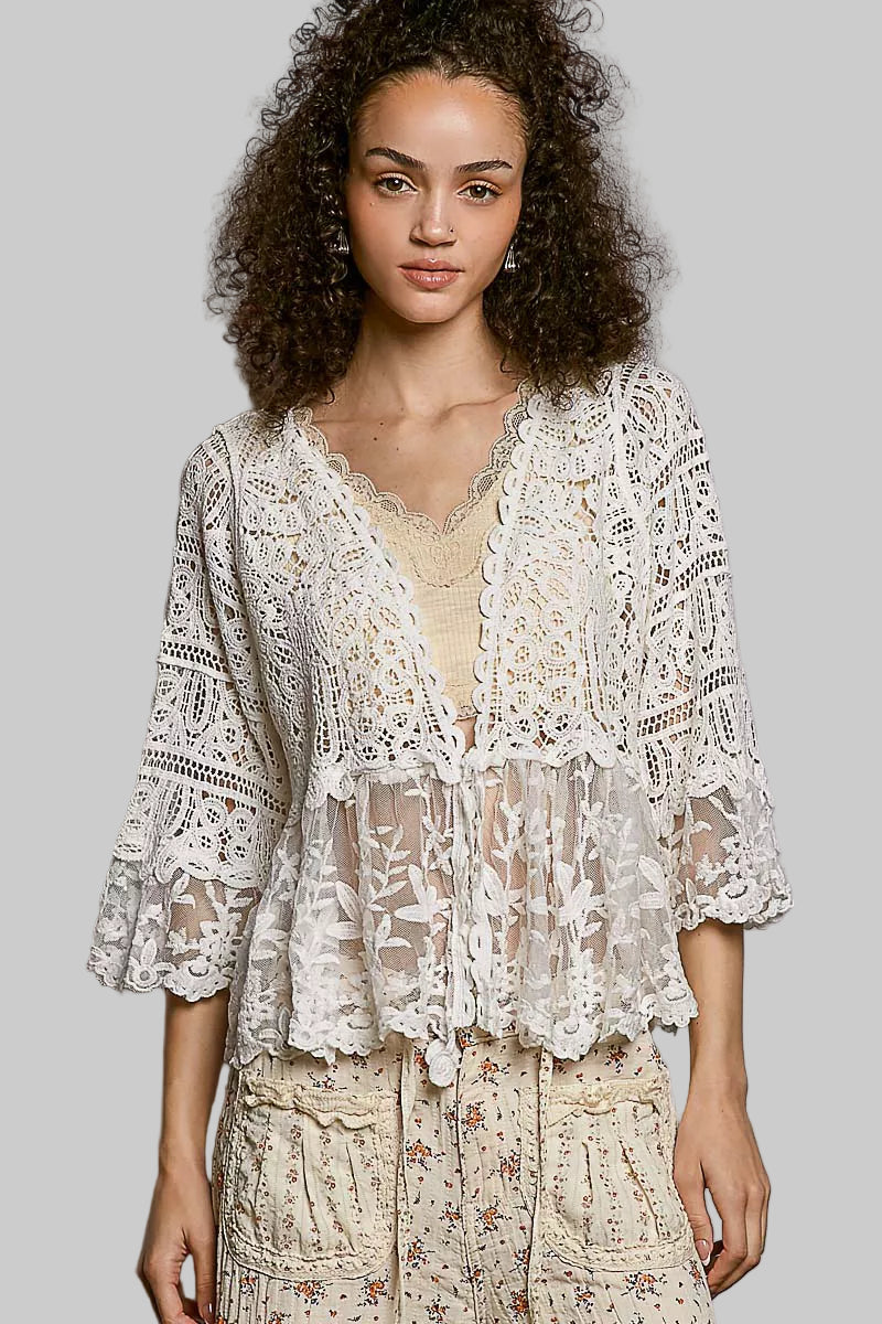 Sadie Boho Floral Lace Crochet Cardigan