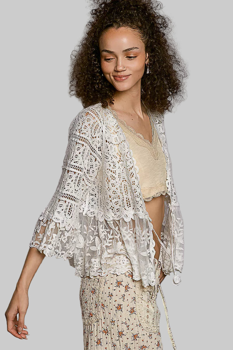 Sadie Boho Floral Lace Crochet Cardigan
