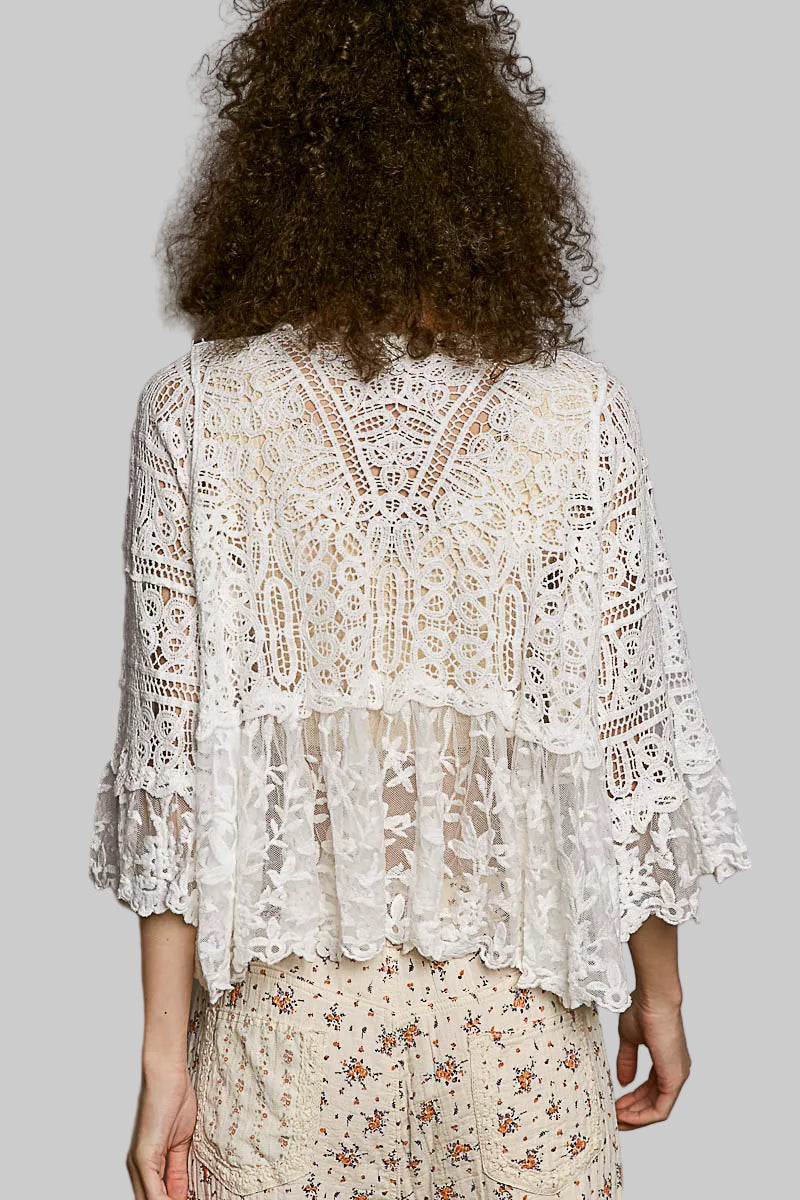 Sadie Boho Floral Lace Crochet Cardigan