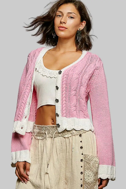 Samantha Cable Knit Cardigan Sweater