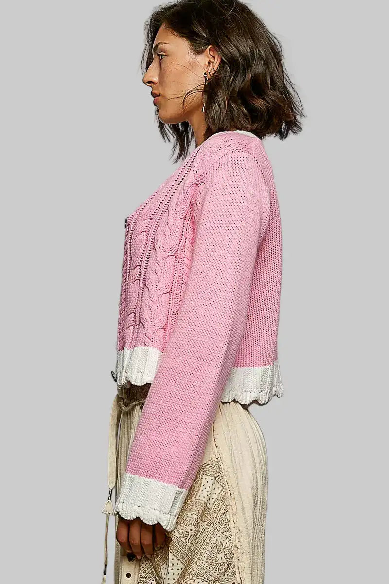 Samantha Cable Knit Cardigan Sweater
