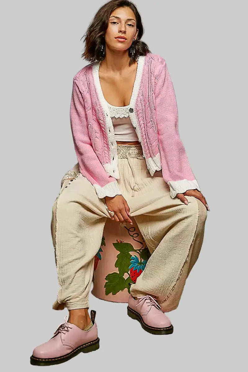 Samantha Cable Knit Cardigan Sweater