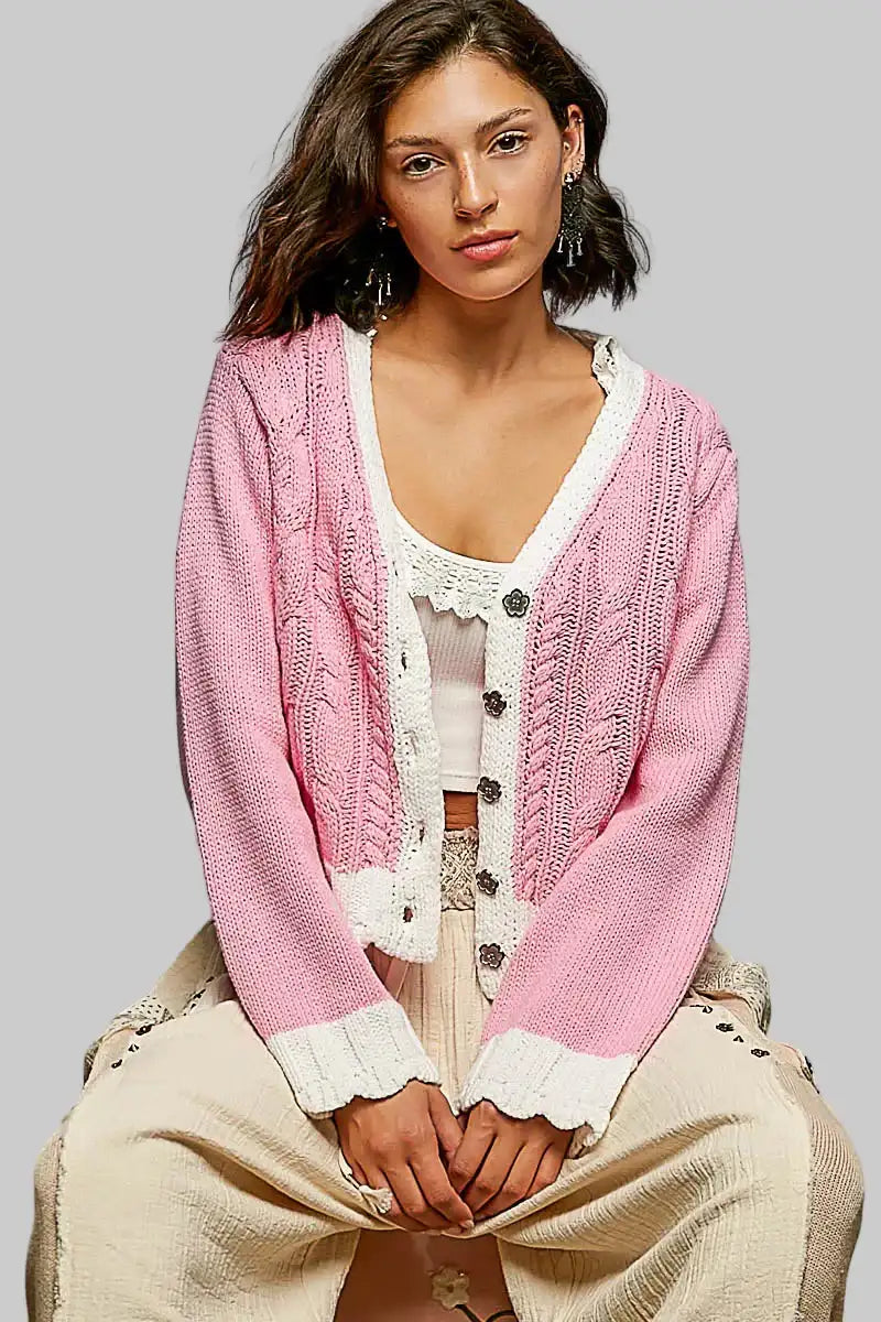 Samantha Cable Knit Cardigan Sweater