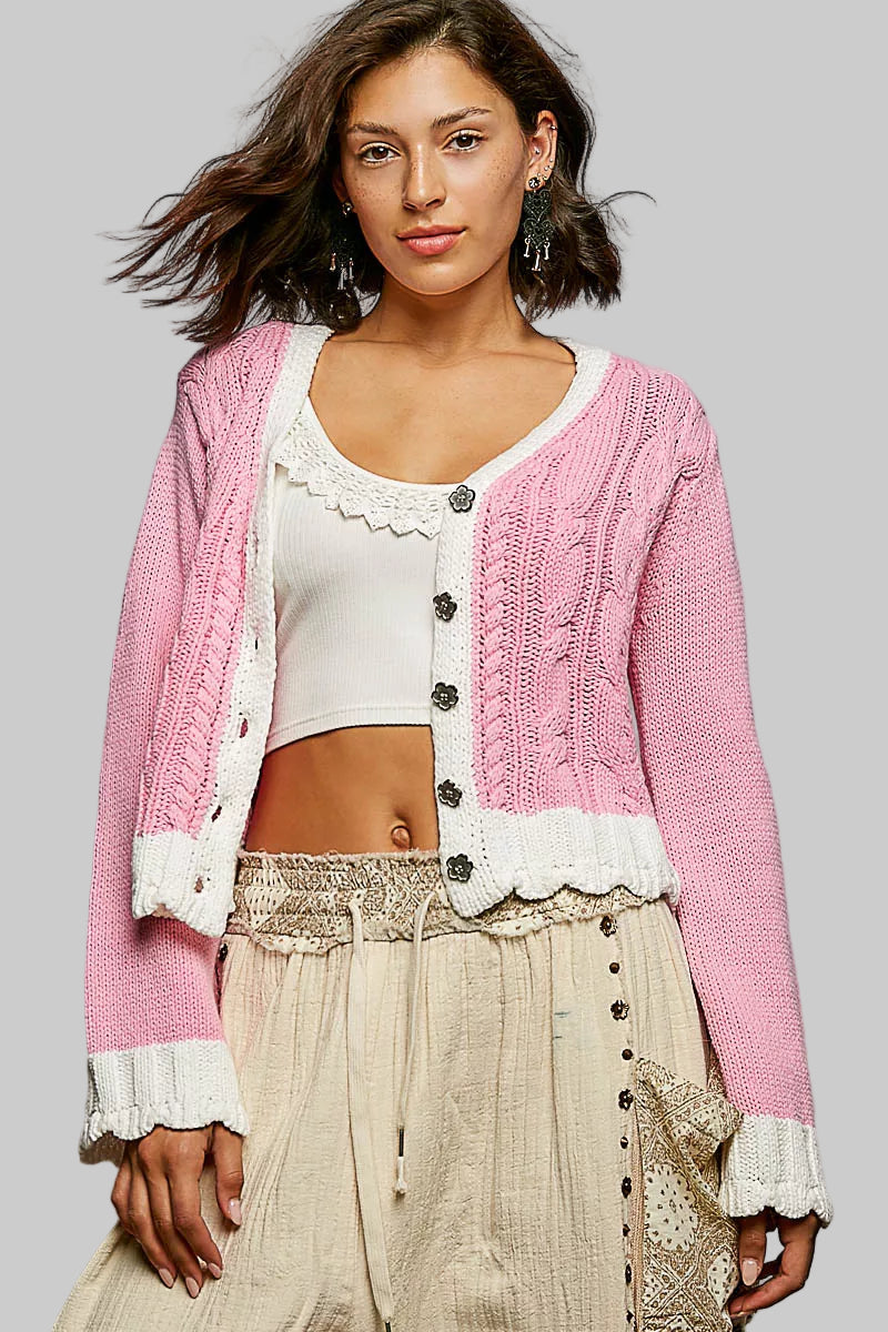 Samantha Cable Knit Cardigan Sweater