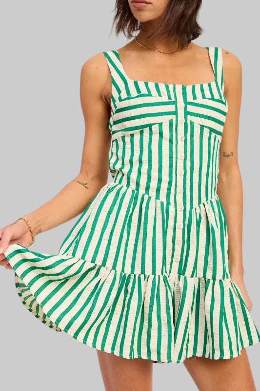 Sara Seersucker Striped Mini Romper