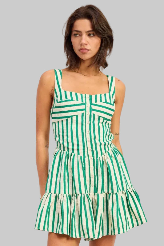 Sara Seersucker Striped Mini Romper