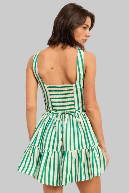 Sara Seersucker Striped Mini Romper