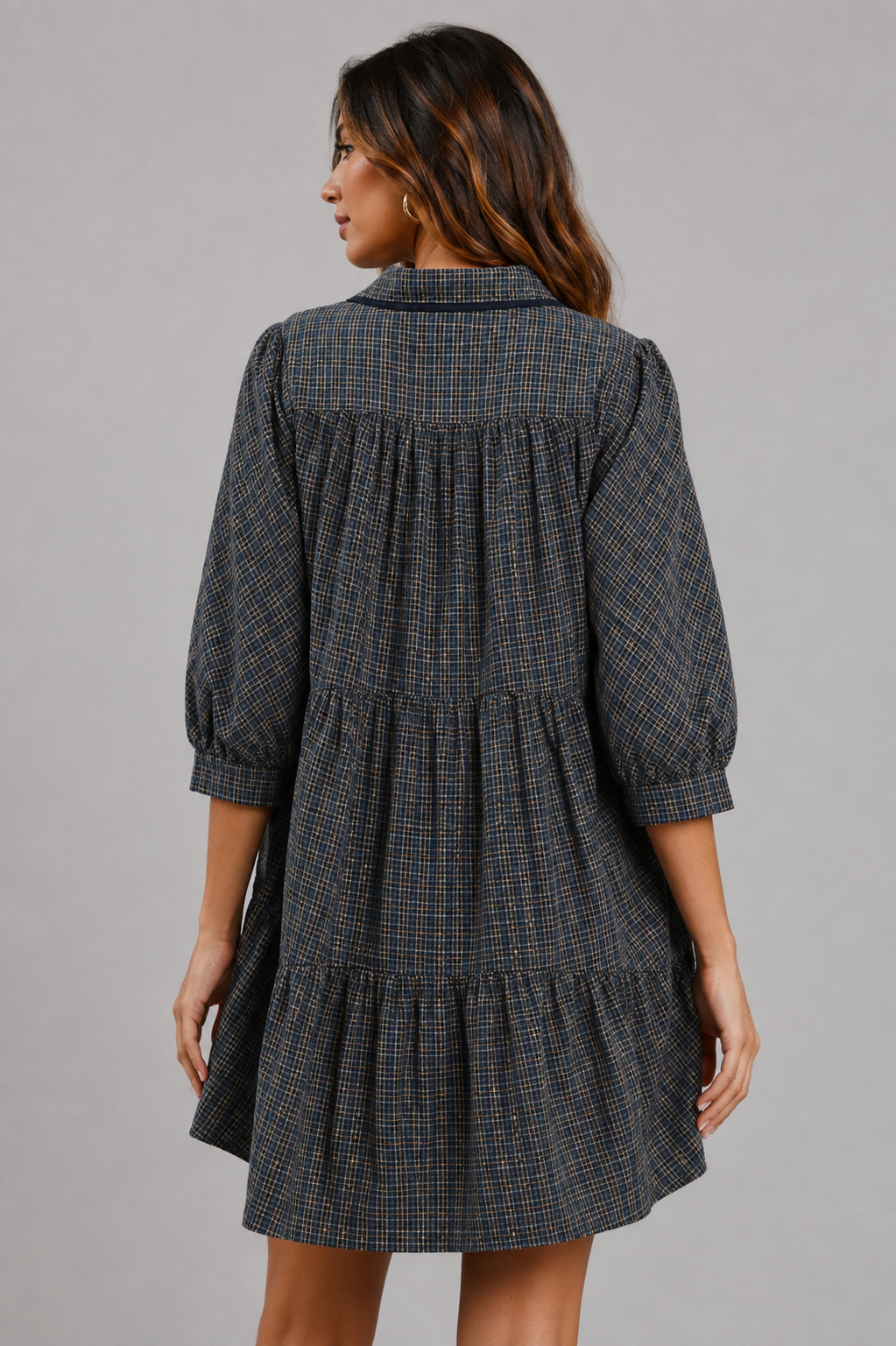 Sariah Plaid Button Down Oversized Shirt Dress