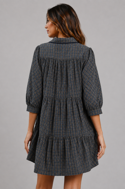 Sariah Plaid Button Down Oversized Shirt Dress