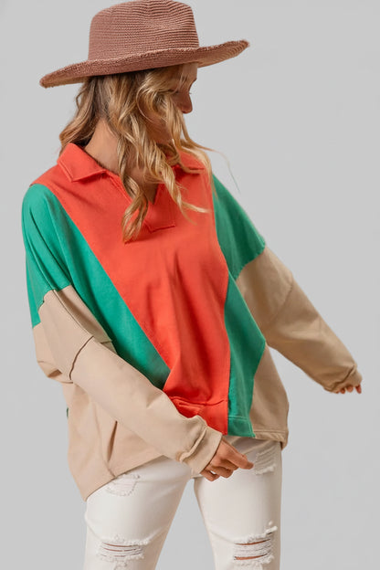 Scarlett Boho Colorblock Exposed Seam French Terry Sweatshirt