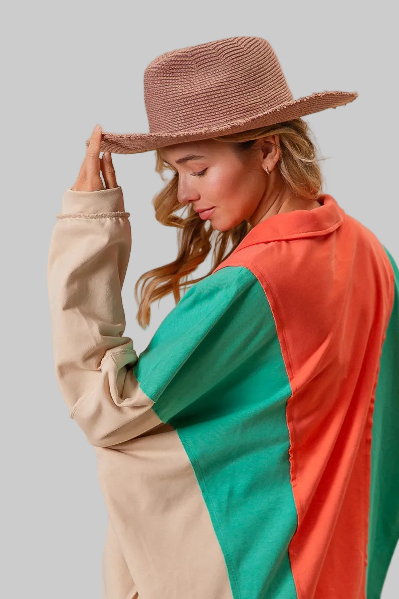 Scarlett Boho Colorblock Exposed Seam French Terry Sweatshirt