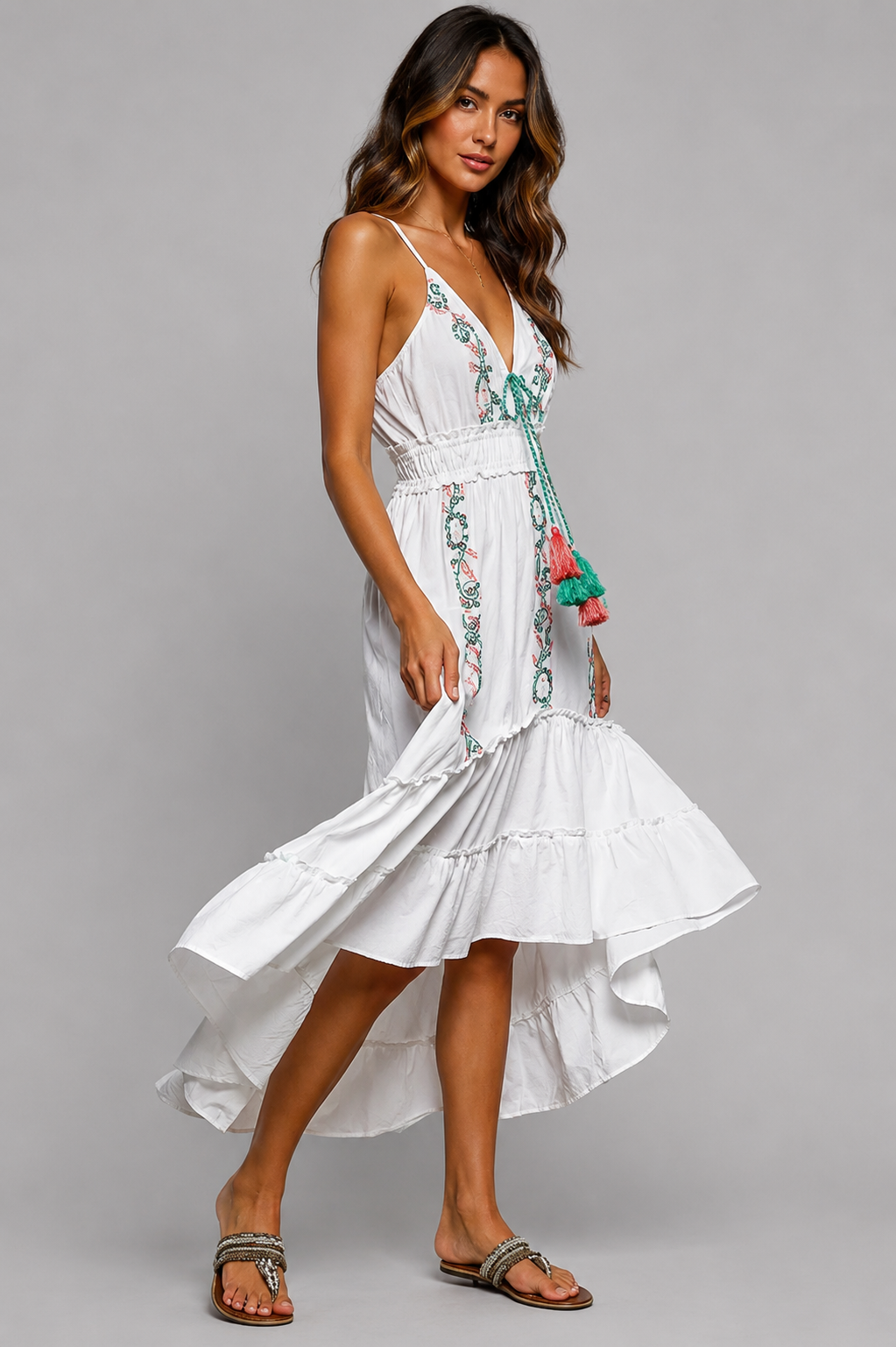 Scarlett Embroidered Smocked Midi Dress