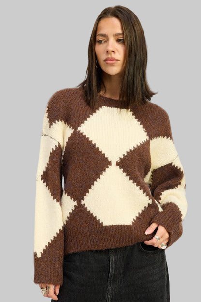 Serenity Argyle Oversized Sweater