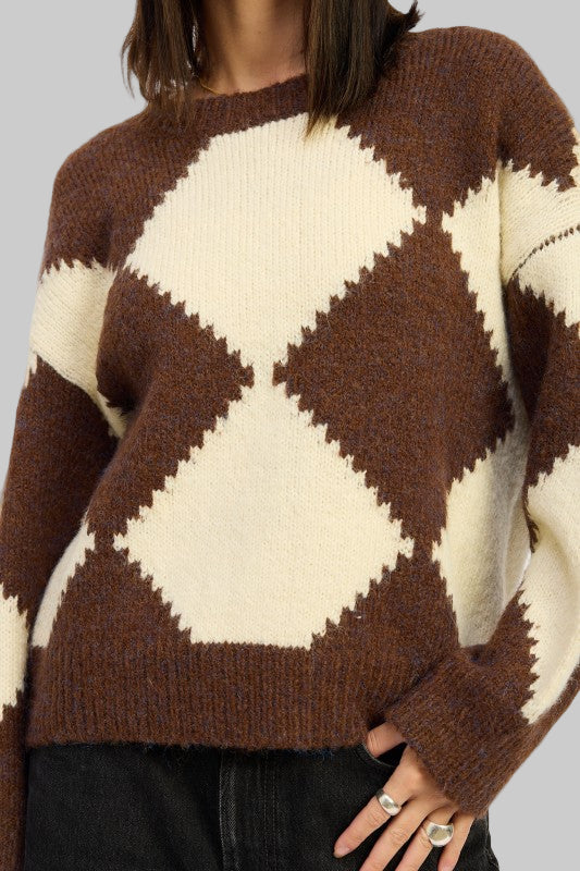 Serenity Argyle Oversized Sweater