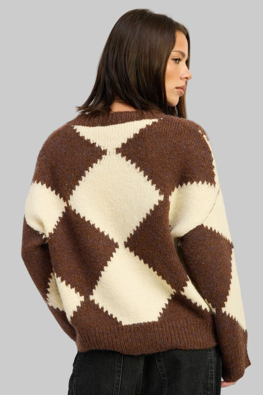 Serenity Argyle Oversized Sweater