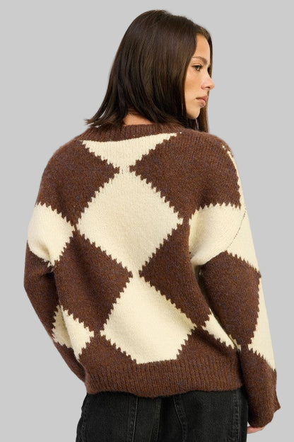 Serenity Argyle Oversized Sweater