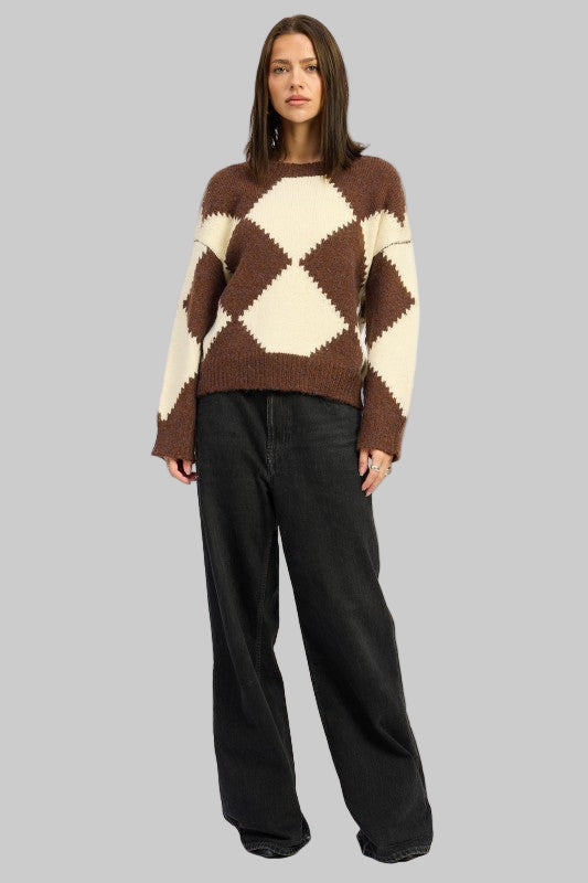 Serenity Argyle Oversized Sweater