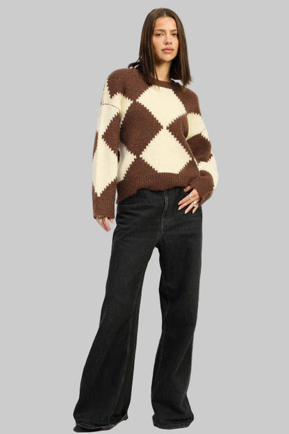 Serenity Argyle Oversized Sweater
