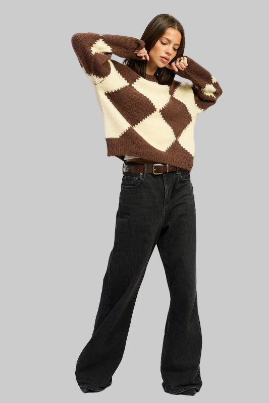 Serenity Argyle Oversized Sweater