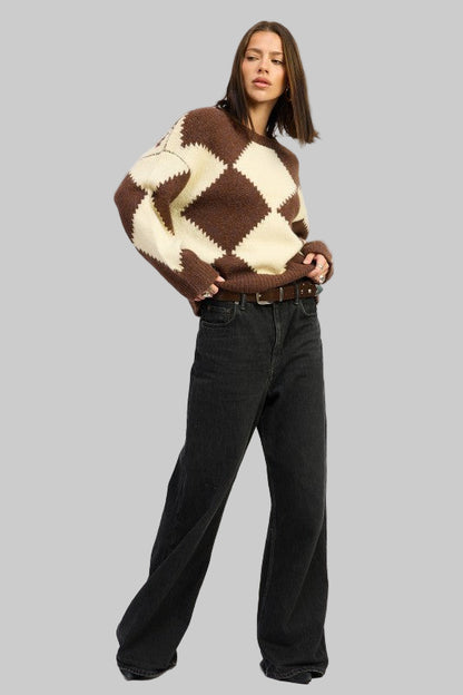 Serenity Argyle Oversized Sweater