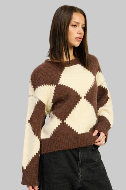Serenity Argyle Oversized Sweater