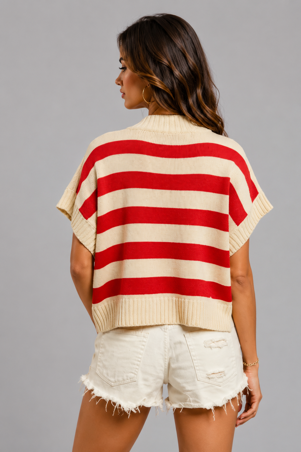 Shelby Star Patch American Flag Sleeveless Sweater