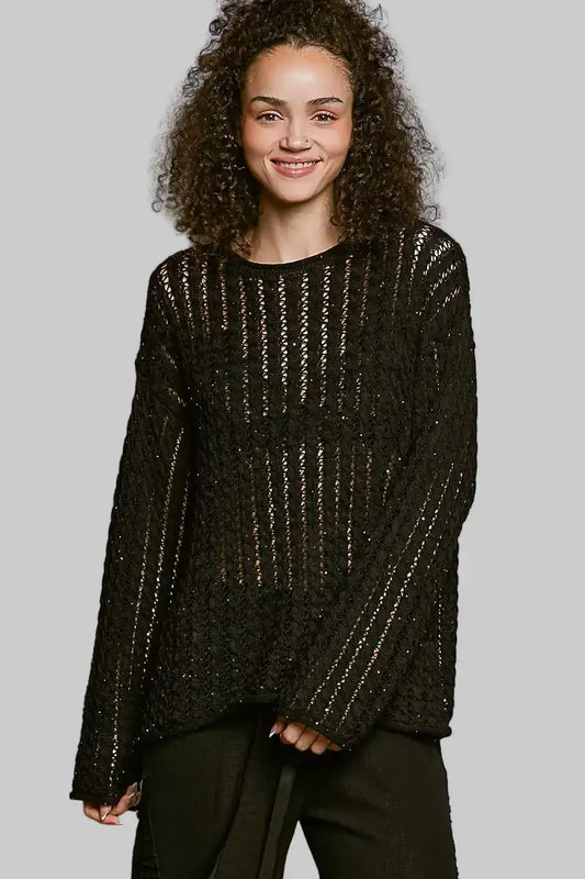 Skylar Open Knit Sweater - Black